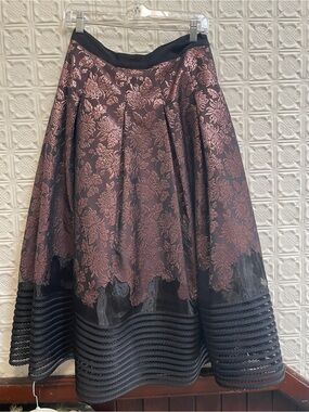 Sachi and Babi Black and Rose Gold Floral A-Line Skirt- Never worn
